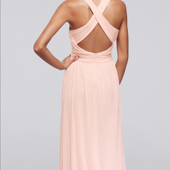 Davids Bridal mesh long bridesmaid dress - Picture 2 of 5